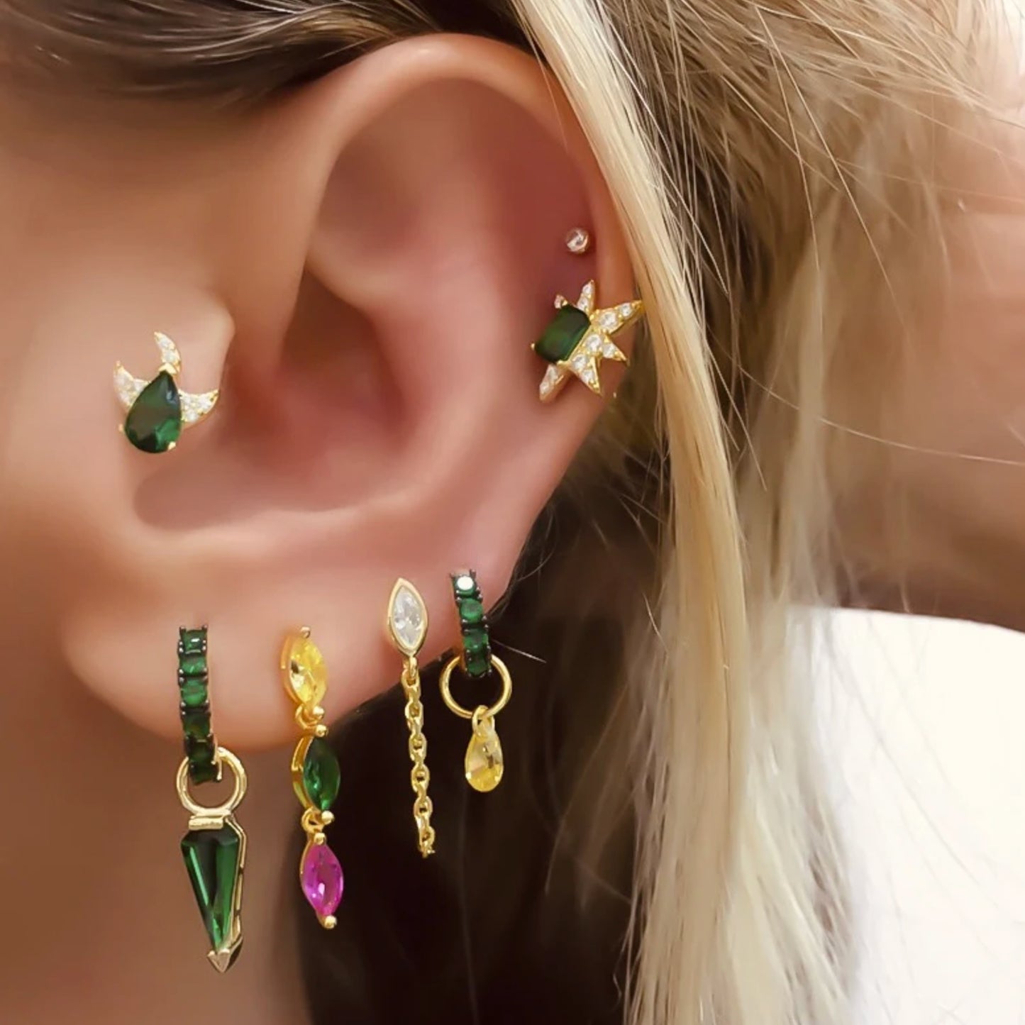 Stras Green Charm Earring