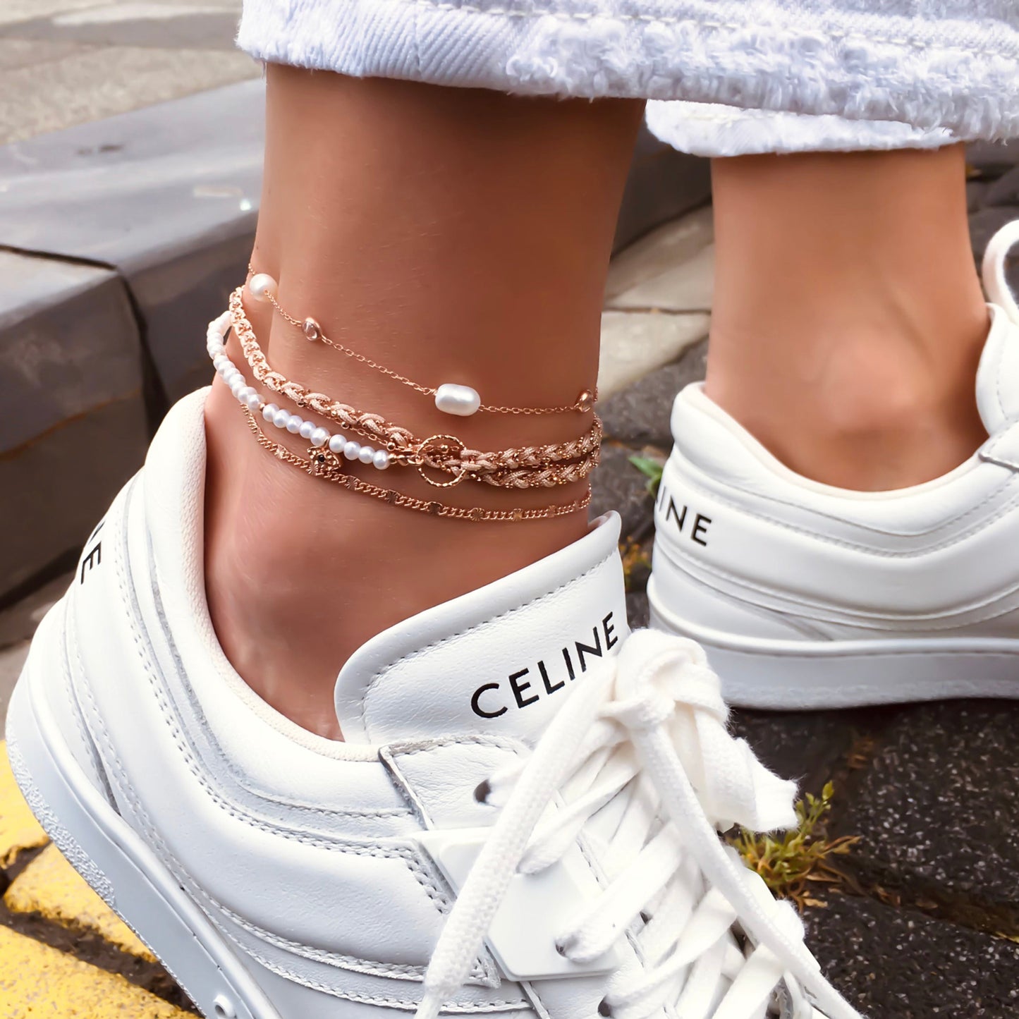 Toscana Pearl Triple Strand Anklet