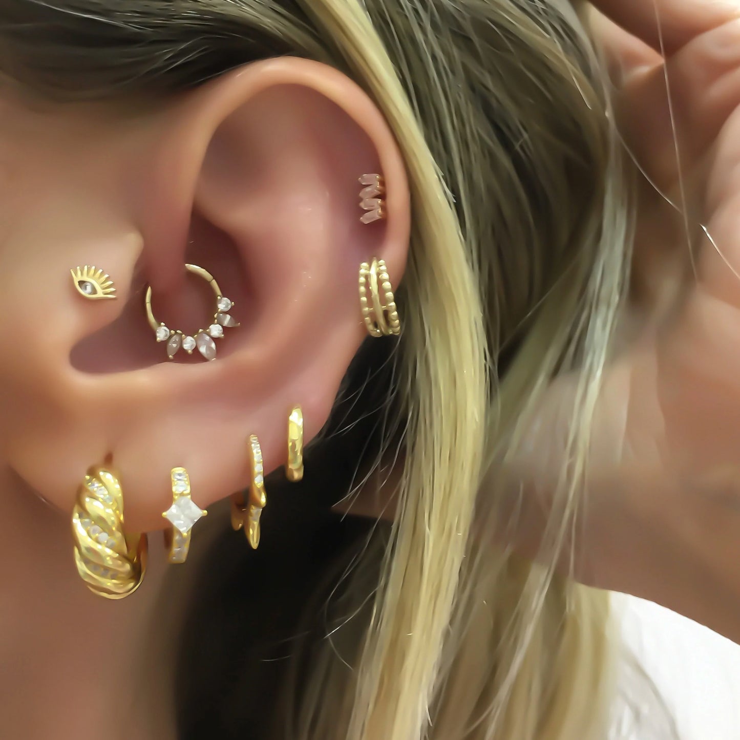 Triple Line Gold Piercing