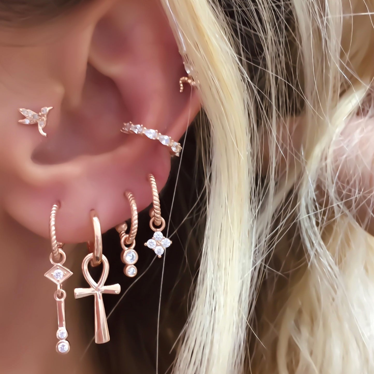 Twist Double Bezel Earring