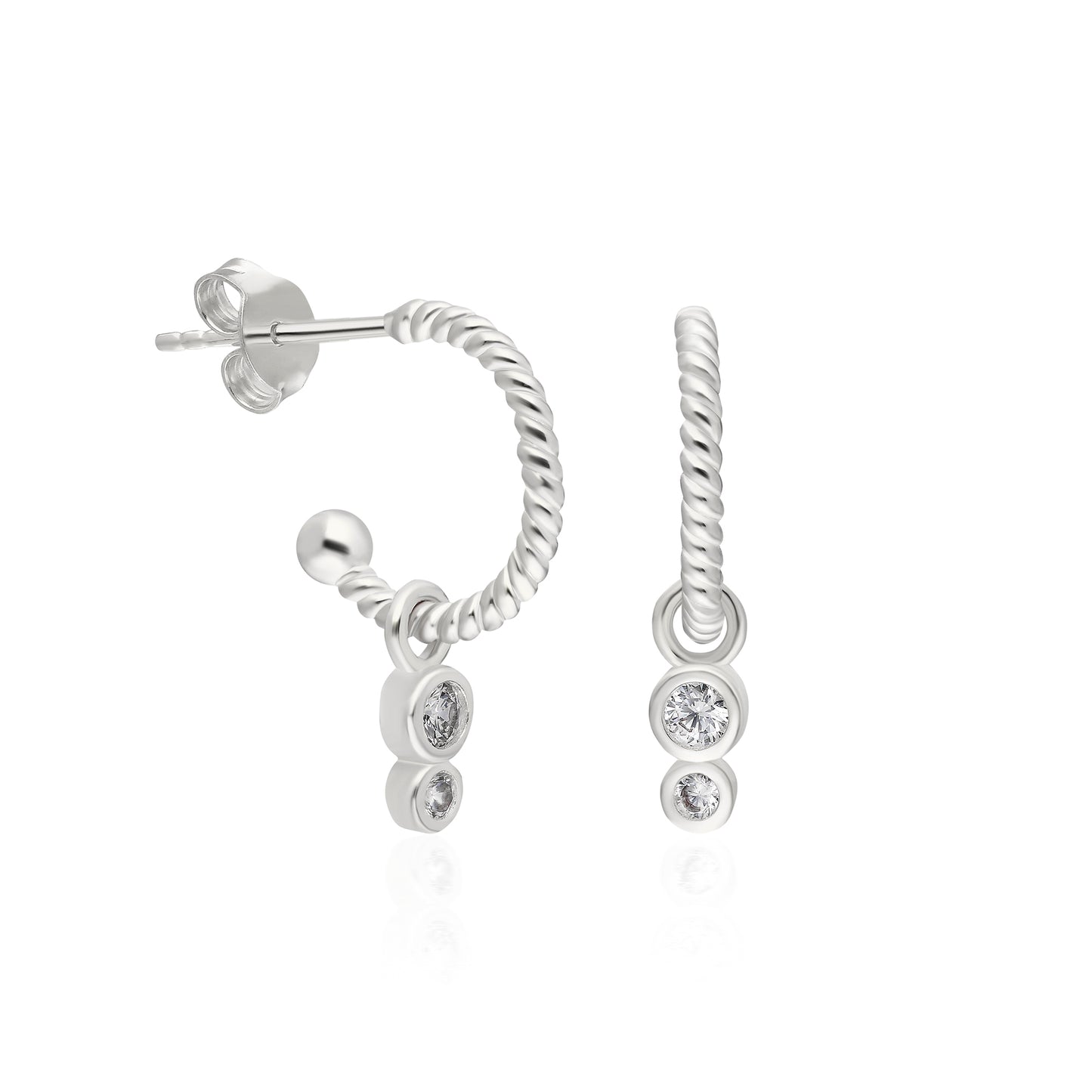 Twist Double Bezel Earring