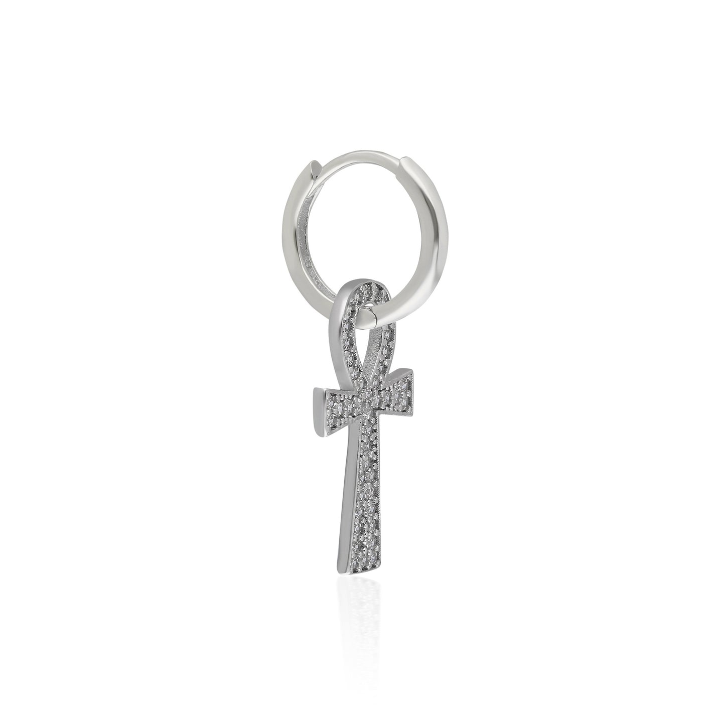 Two Color Gemstone Ankh Earring