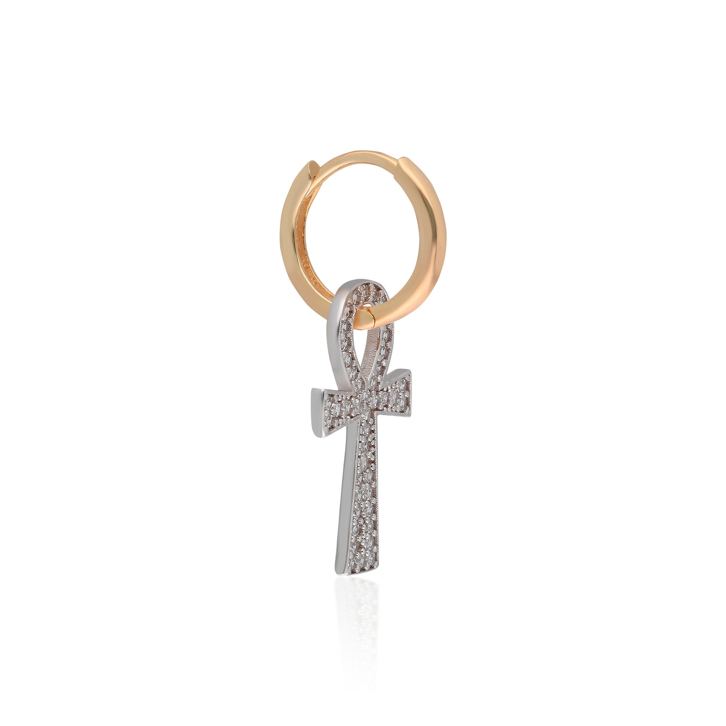Two Color Gemstone Ankh Earring