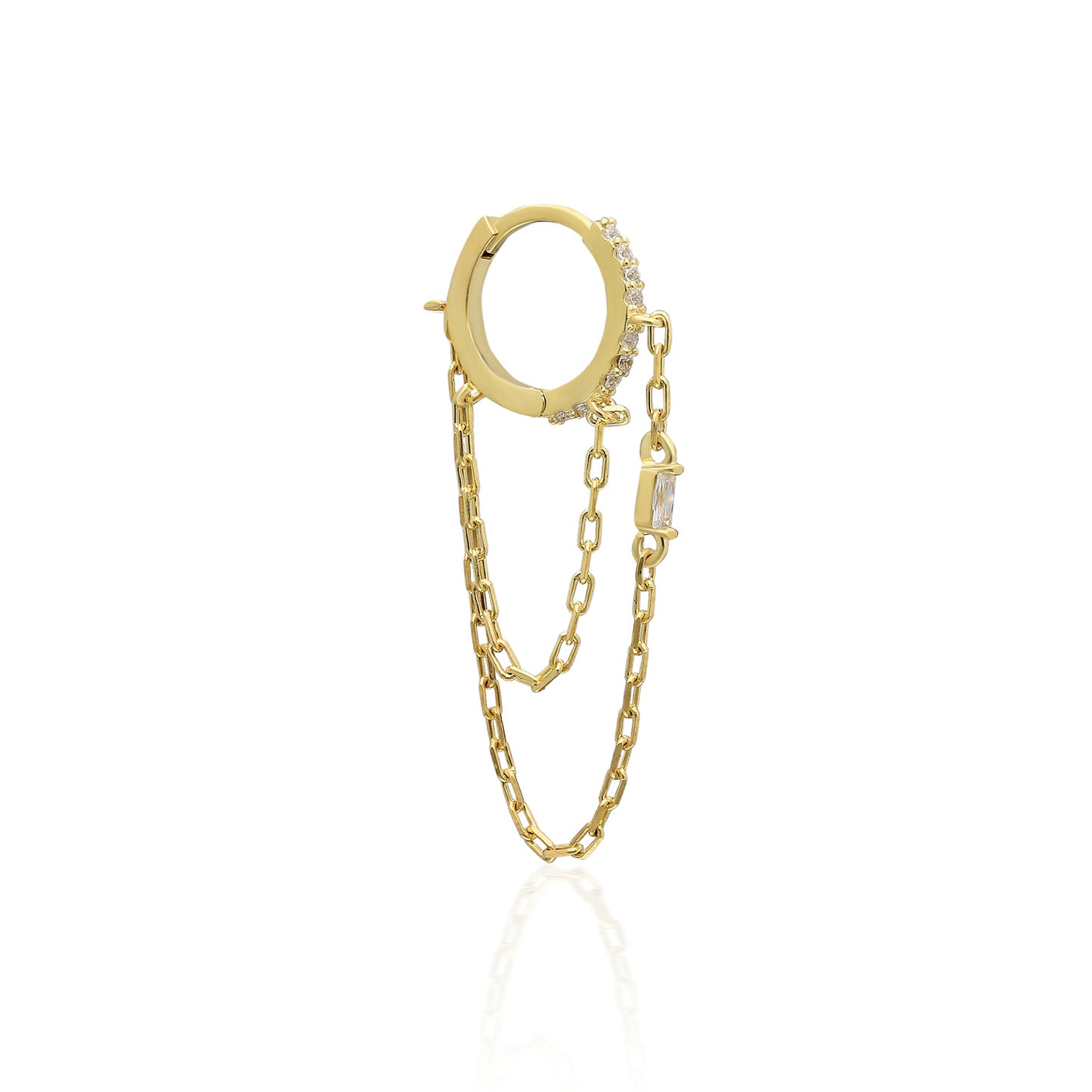 Uno Double Chain Baguette Earring