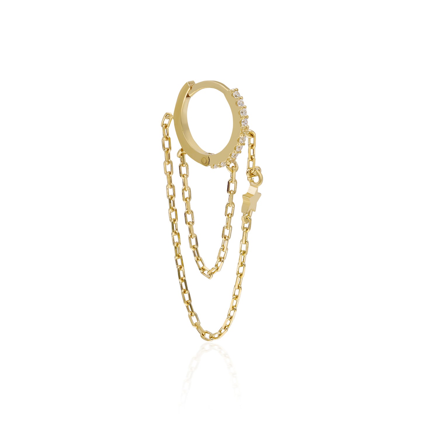 Uno Double Chain Star Earring