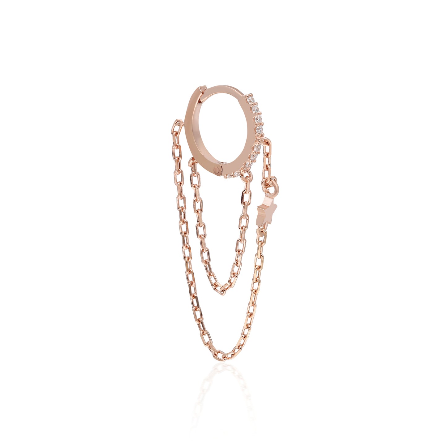 Uno Double Chain Star Earring
