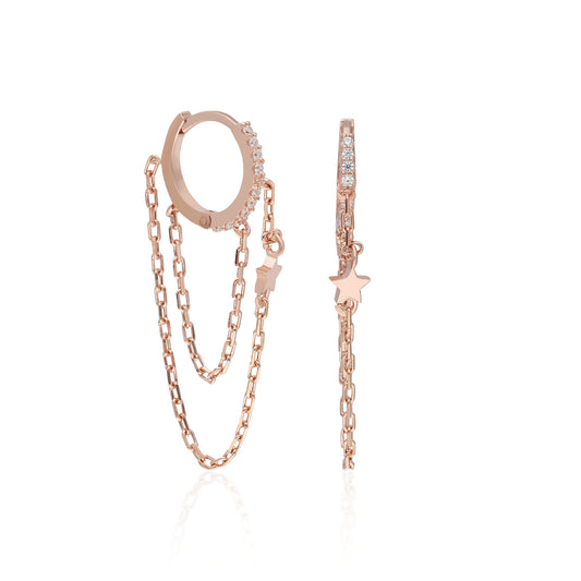 Uno Double Chain Star Earring