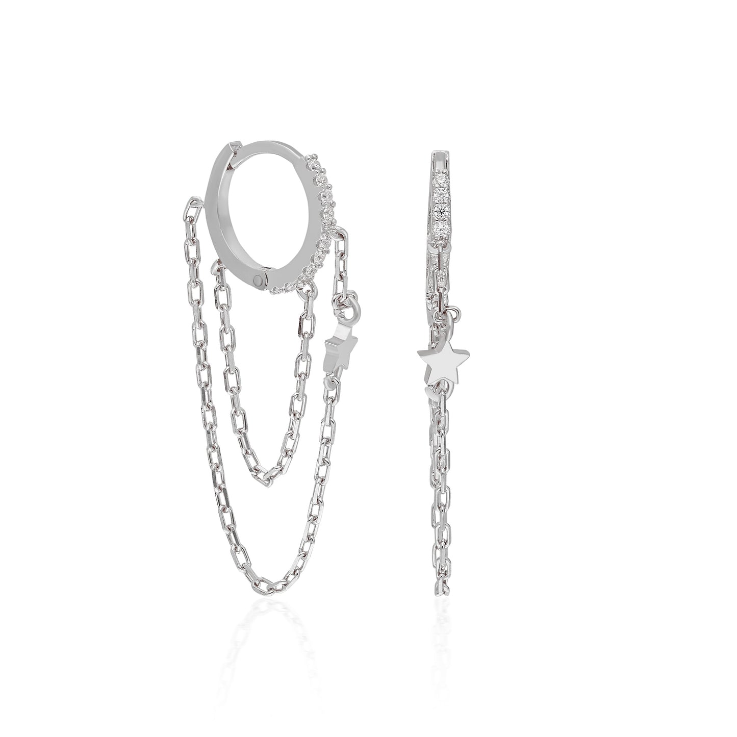 Uno Double Chain Star Earring