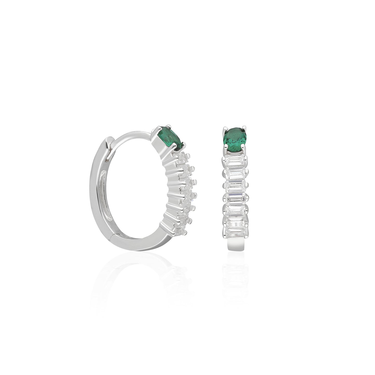 Vio Green Clear Baguette Earring