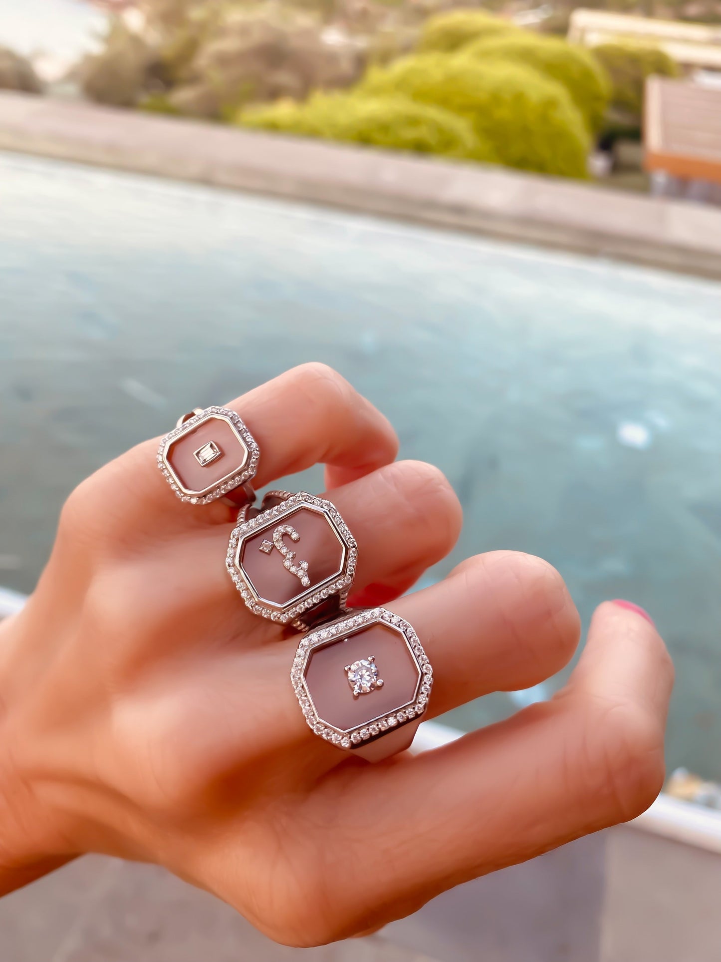 Glass Base Letter Ring