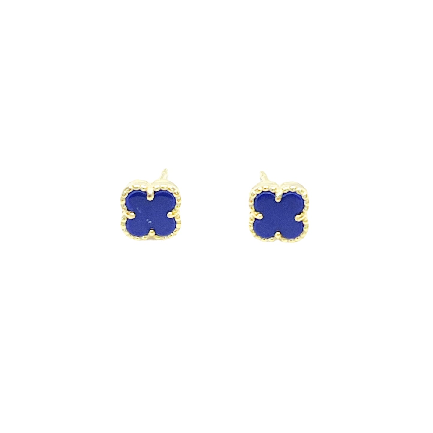 Mikro Dark Blue Clover Pimli Earrings