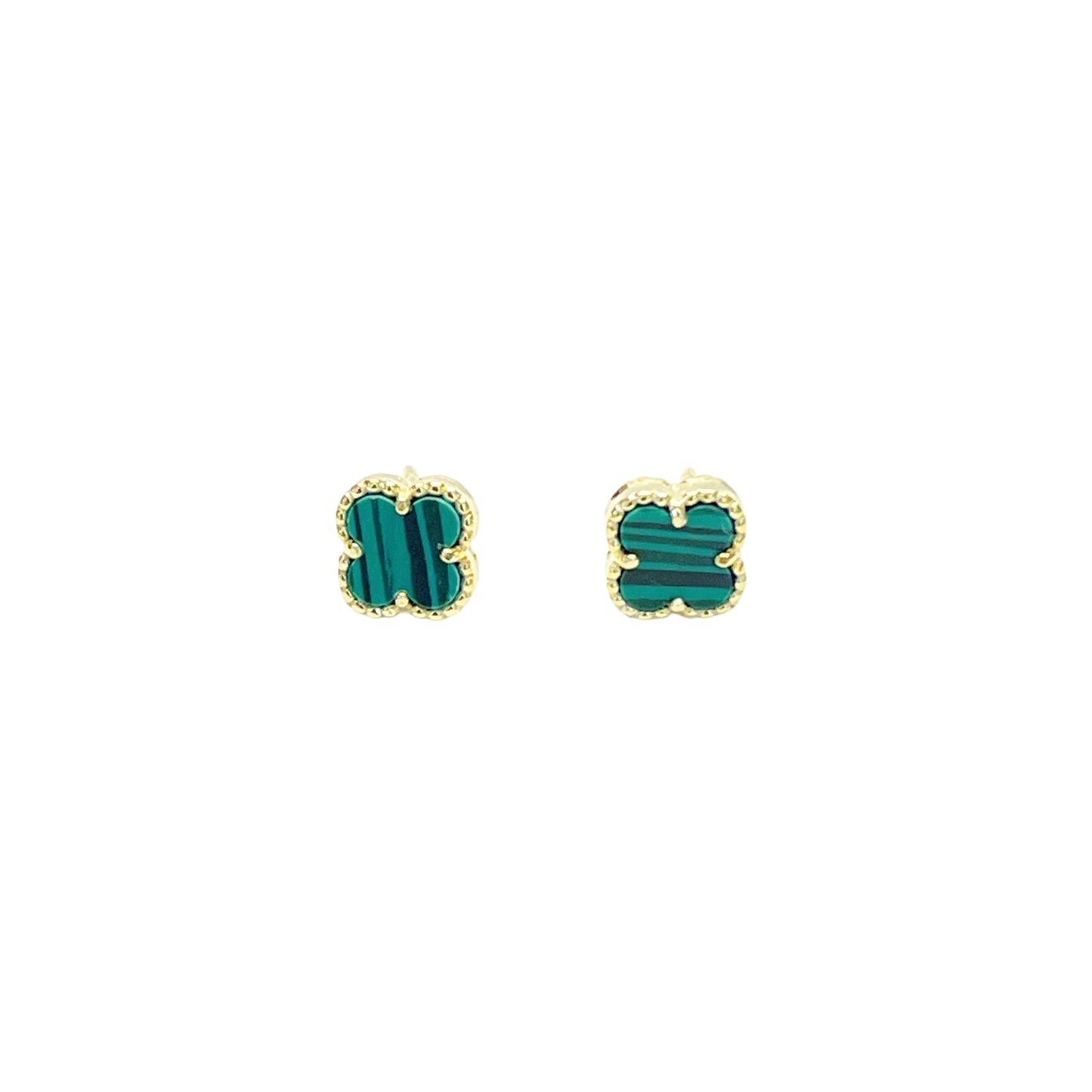 Mikro Malachite Clover Pimli Earrings