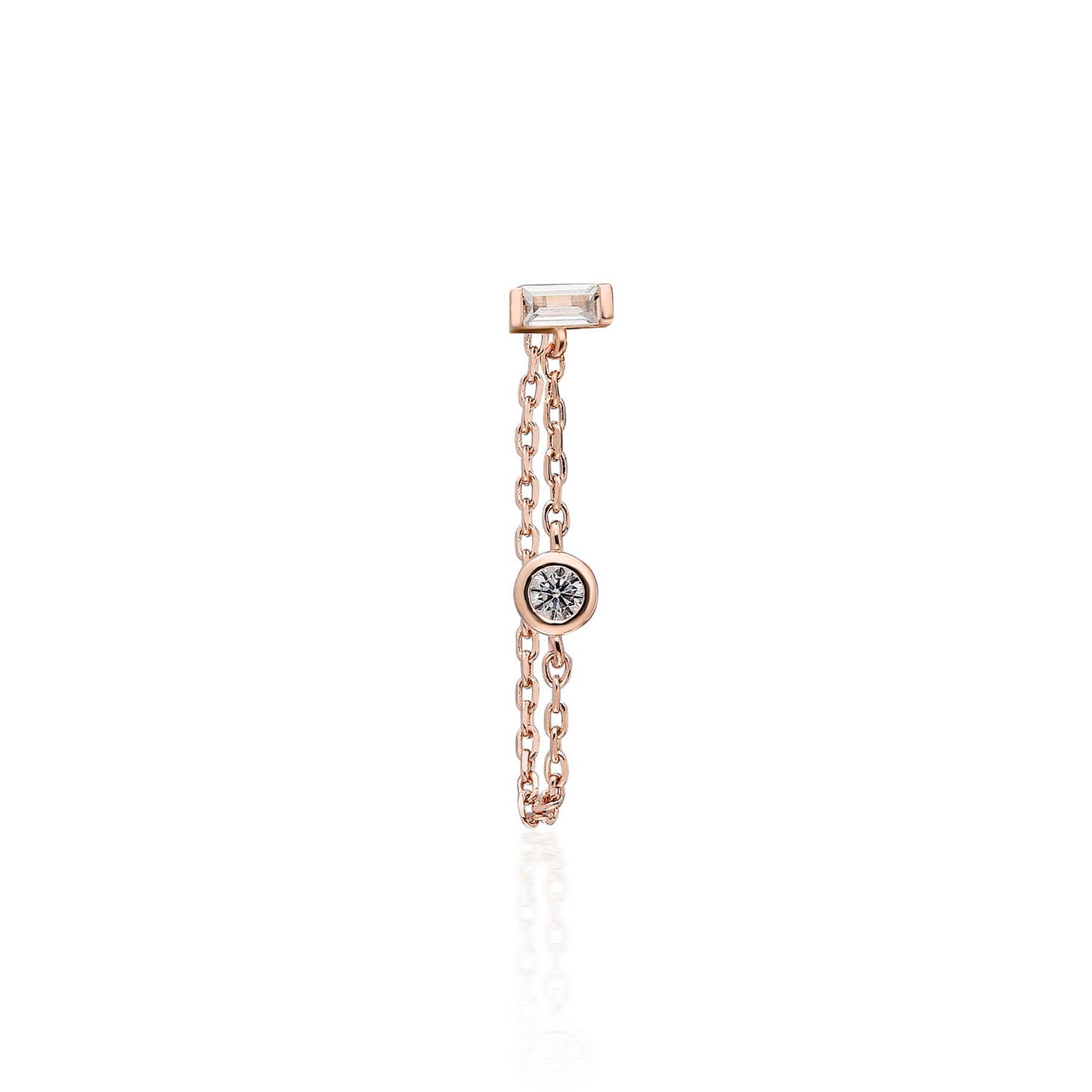 Baguette Bezel Short Chain Earring