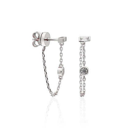 Baguette Bezel Short Chain Earring