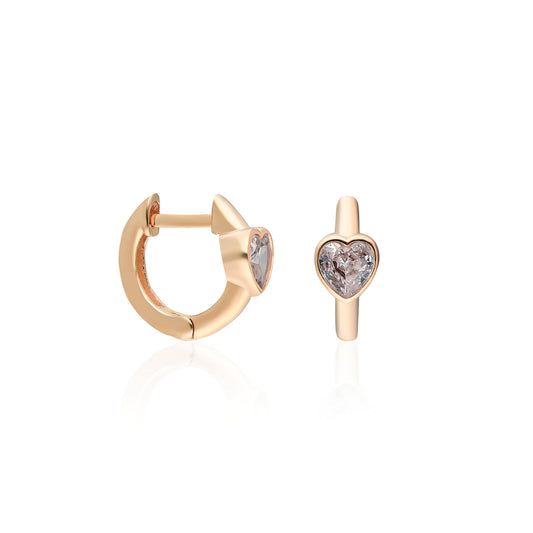 Clear Heart Mini Huggie Earring