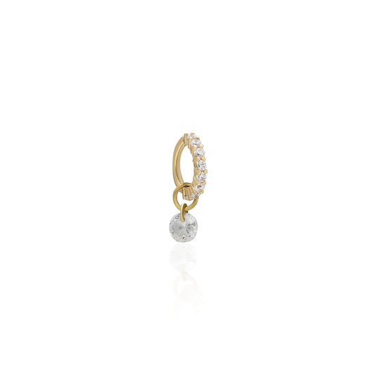 Crystal Solitaire Drop Gold Piercing