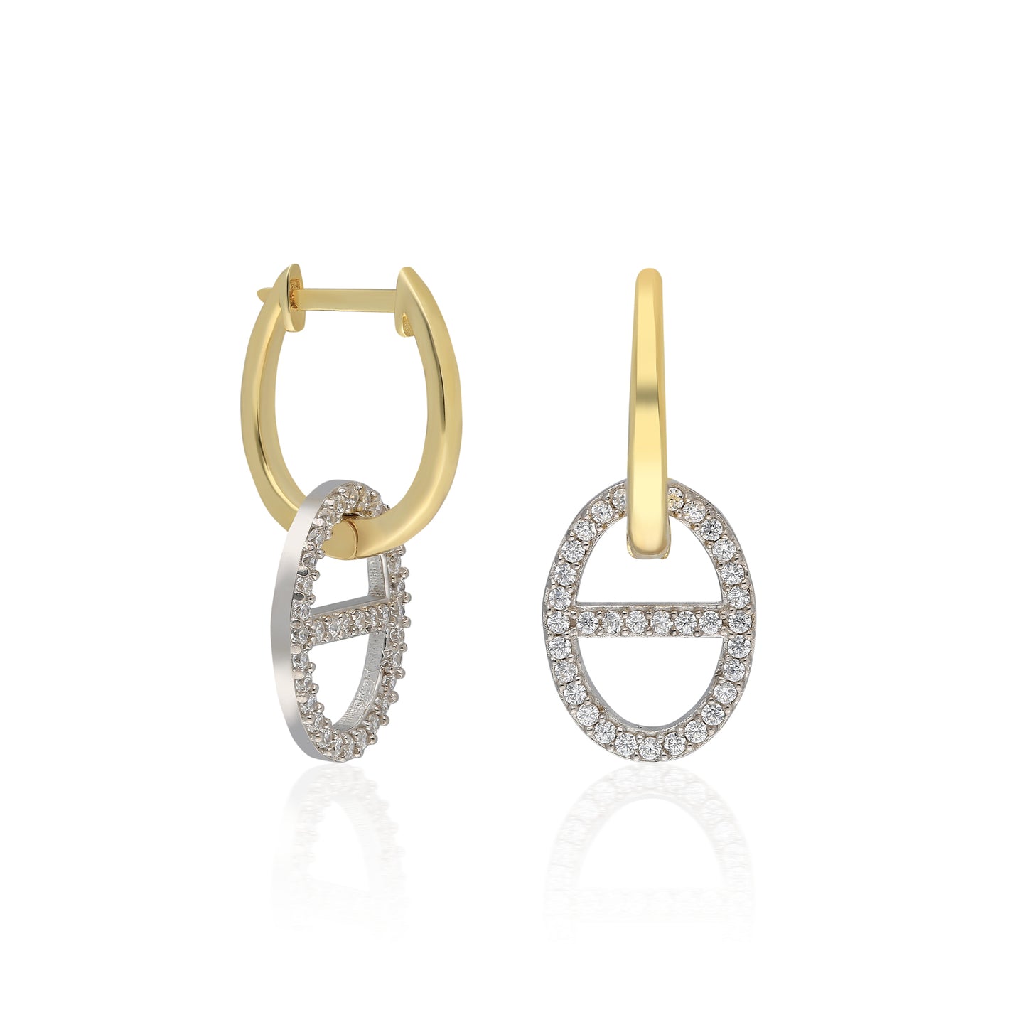Double Color Anchor Link Earring