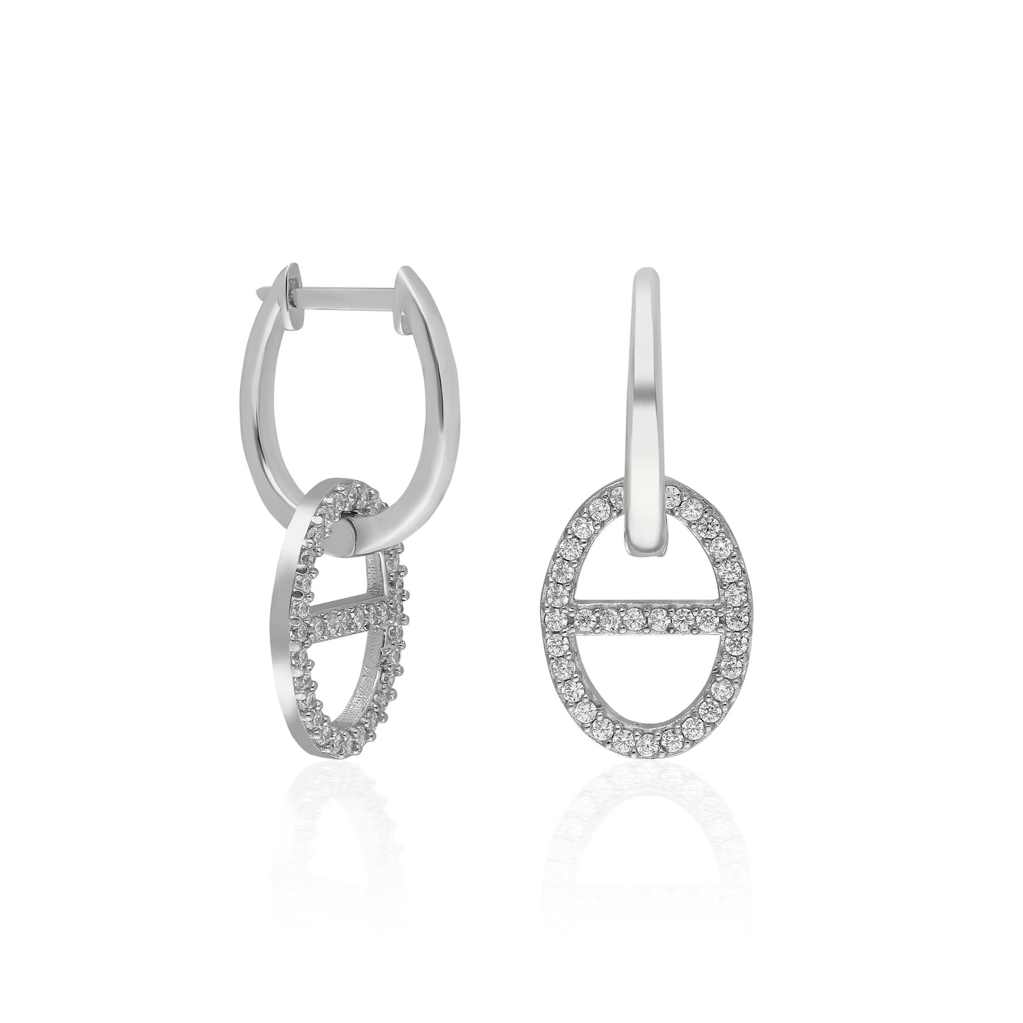 Double Color Anchor Link Earring
