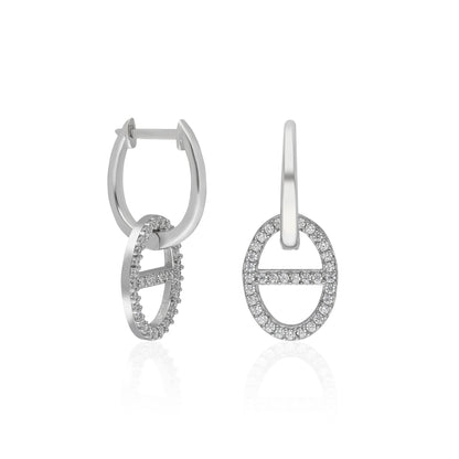 Double Color Anchor Link Earring