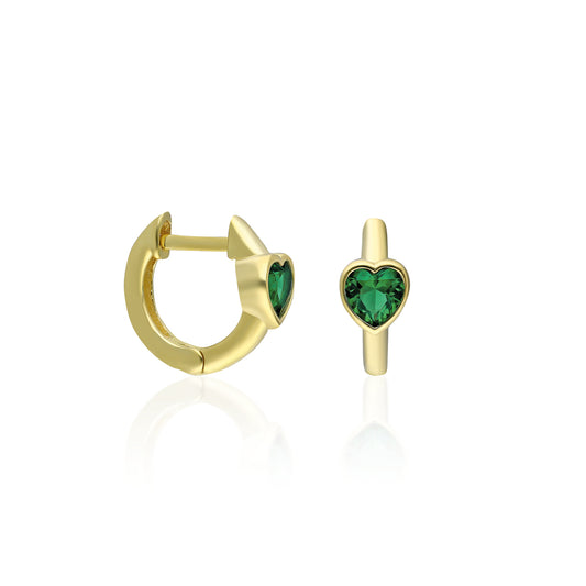 Emerald Heart Huggie Earring