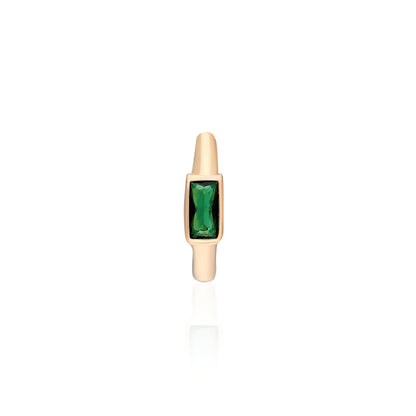 Green Baguette Mini Huggie Earring