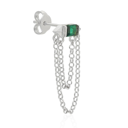 Harper Emerald Baguette Double Chain Earring