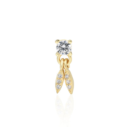 Jes Leaf Solitaire Earring