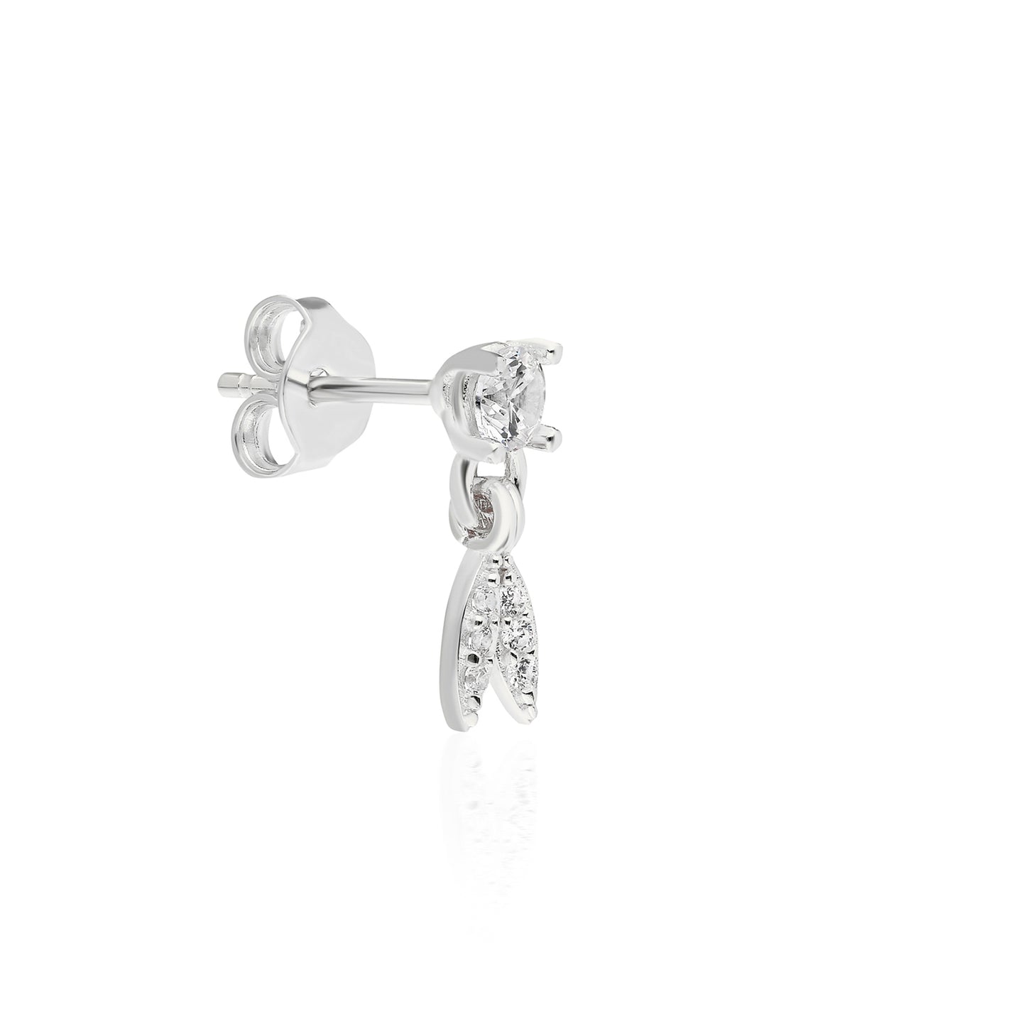 Jes Leaf Solitaire Earring