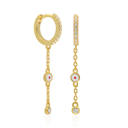 Linda White Enamel Bezel Earring