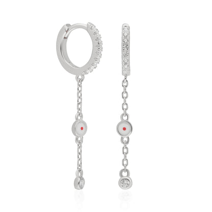 Linda White Enamel Bezel Earring