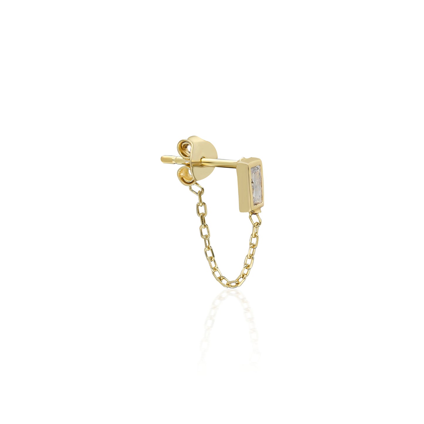 Novel Baguette Short Chain Earring