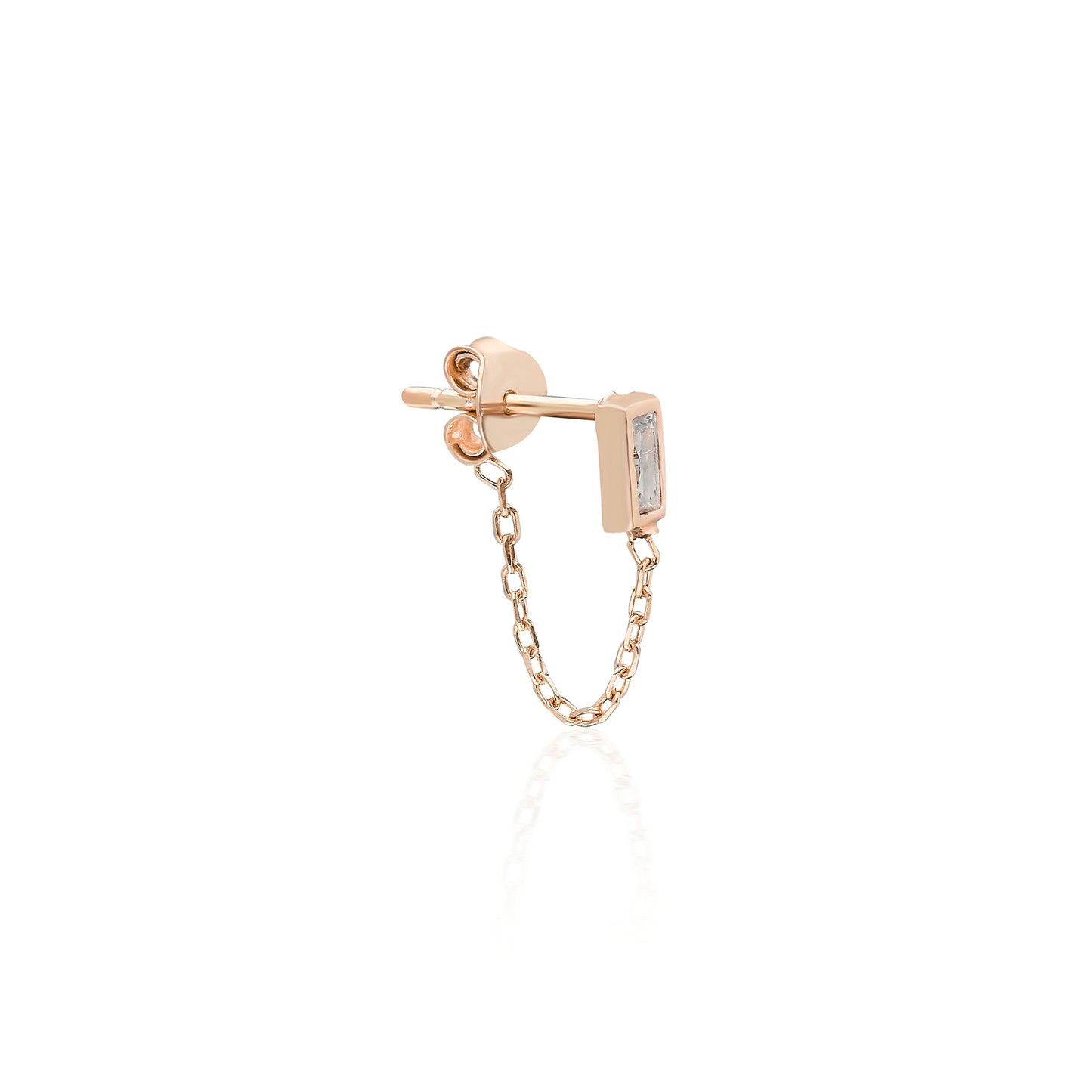 Novel Baguette Short Chain Earring