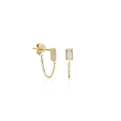 Novel Baguette Short Chain Earring