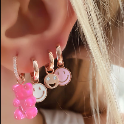 Smile Pink Enamel Earring