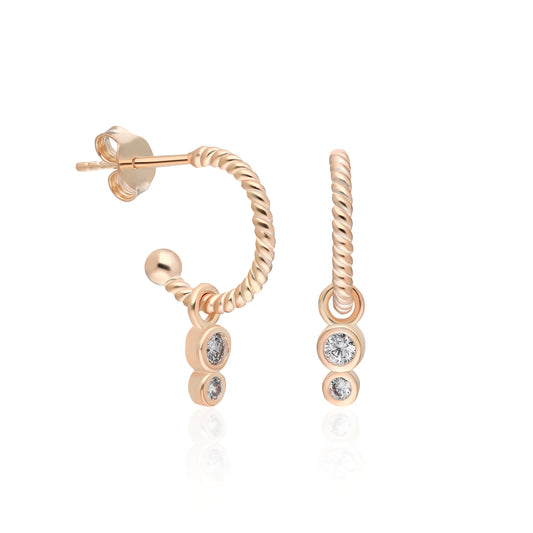 Twist Double Bezel Earring