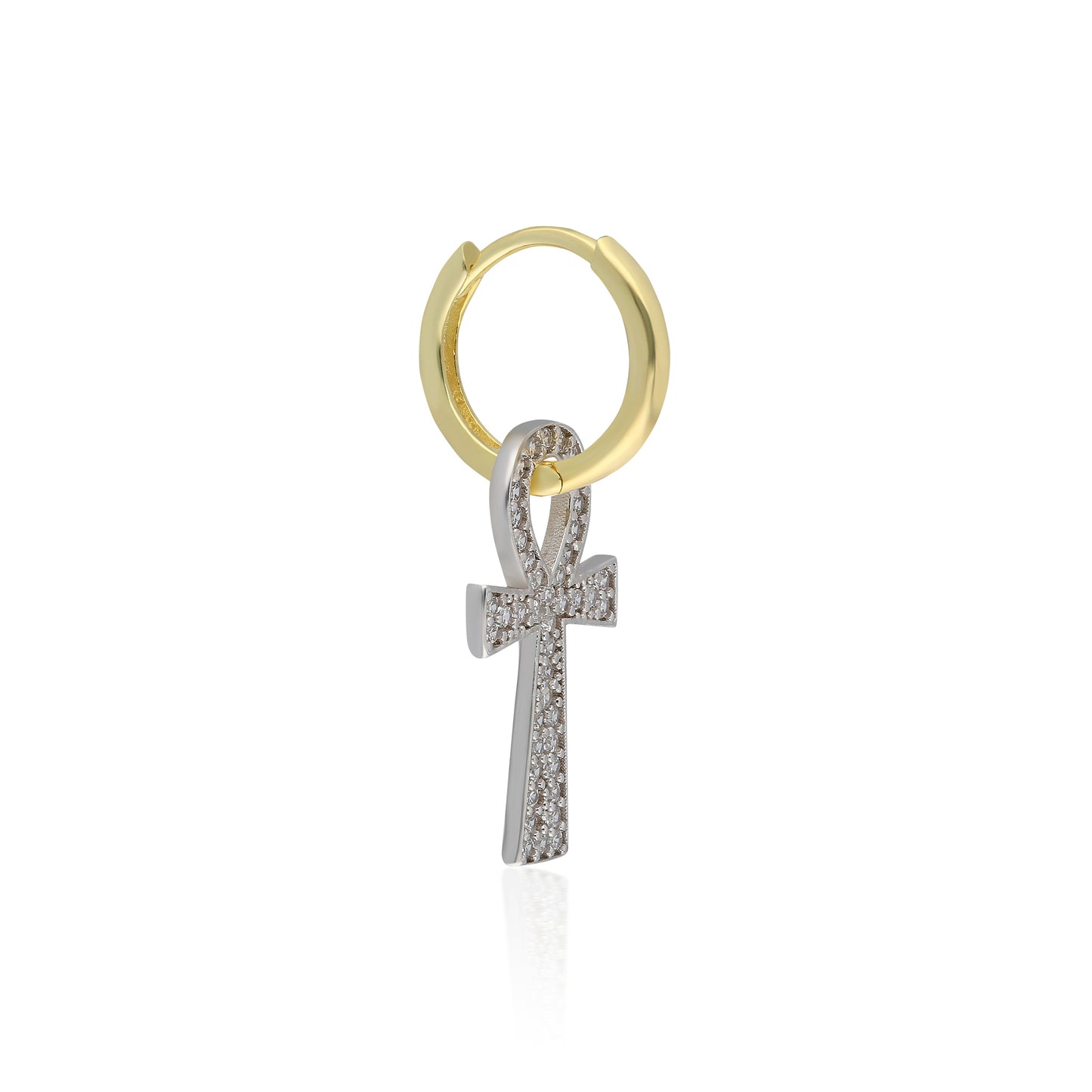 Two Color Gemstone Ankh Earring