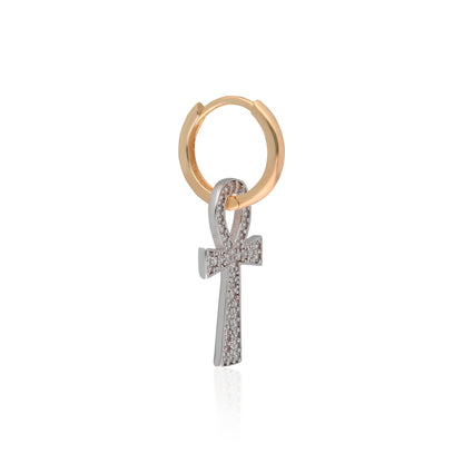 Two Color Gemstone Ankh Earring