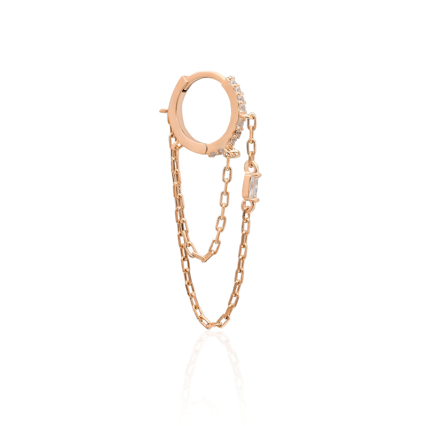 Uno Double Chain Baguette Earring