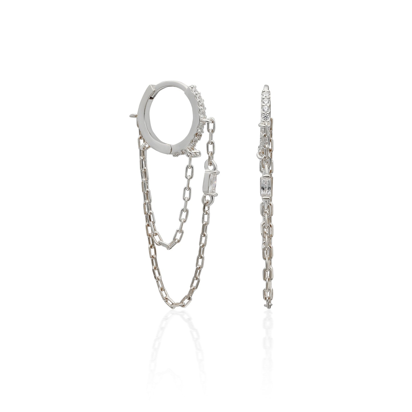 Uno Double Chain Baguette Earring