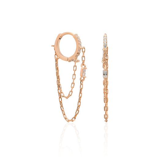 Uno Double Chain Baguette Earring