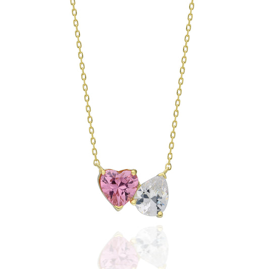 Vita Twin Pink Heart Necklace