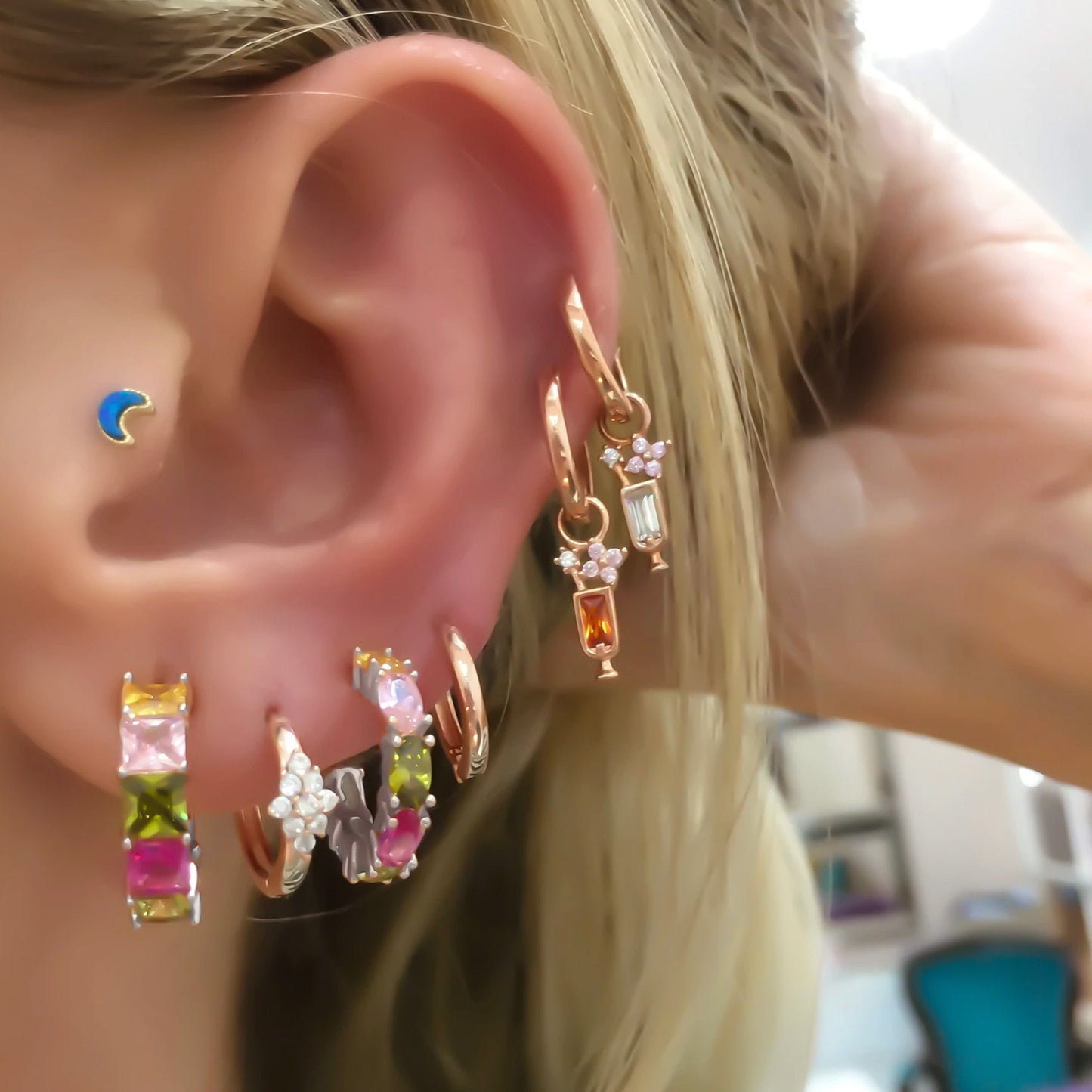 Wendy Multicolor Baguette Earring